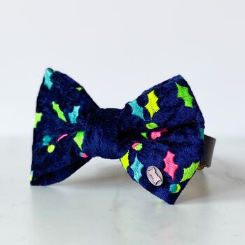 Jolly Holly Christmas Dog Bow Tie, 3 of 5
