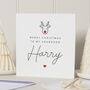 Cute Personalised Reindeer Christmas Card For Grandson, thumbnail 1 of 7