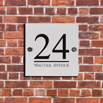 Personalised Light Grey Acrylic House Name And Number Sign New Home, 4 of 4