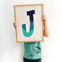 Green And Blue Personalised Initial Letter Art Print, thumbnail 1 of 12