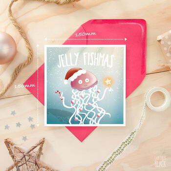 Jelly Fishmas Funny Pun Christmas Card Friend Family, 2 of 4
