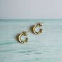 18ct Gold Plated Wave Hoop Earrings, thumbnail 3 of 5