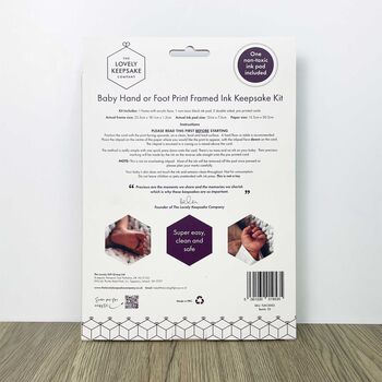 Baby Hand Or Foot Print Framed Ink Keepsake Kit With Two Designs, 11 of 12