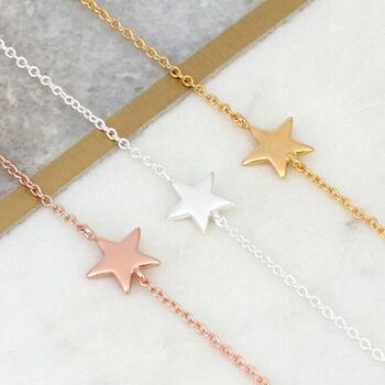 Personalised Rose Gold Plated Or Silver Star Bracelet, 2 of 3