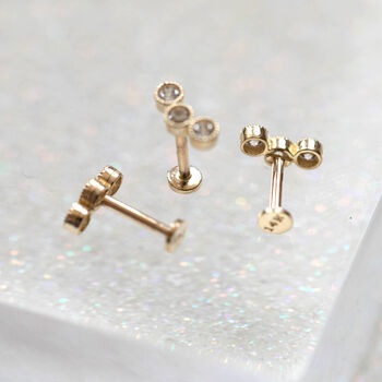 14 Carat Gold Trillion Labret Helix Earring, 3 of 6