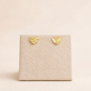 Gold Plated Sterling Silver Sunburst Heart Stud Earrings, 3 of 8