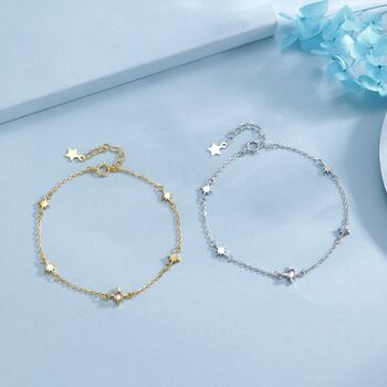 Sterling Silver Moonstone Starburst Bracelet In Sterling Silver, 7 of 11