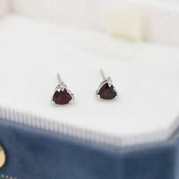 Natural Dark Garnet Heart Stud Earrings, 8 of 12