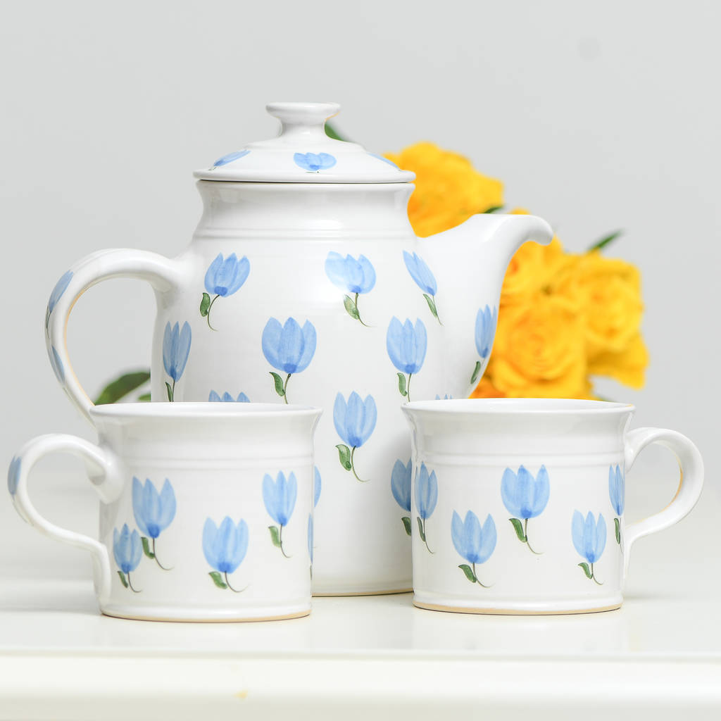 Handmade Ceramic Tulip Teapot By Terry Pottery