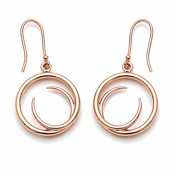 Tapered Round Eclipse Sterling Silver Drop Earrings, 6 of 7