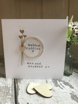 Personalised Golden Wedding Heart Card, 2 of 5