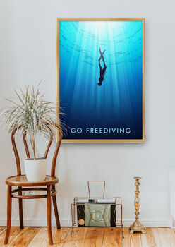 Go Freediving Travel Poster Art Print, 5 of 8