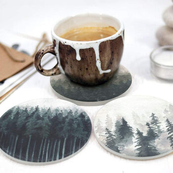 Set Of Four Forest Ceramic Coasters, 4 of 5