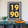 1990 Personalised Year Typography Print, thumbnail 1 of 10