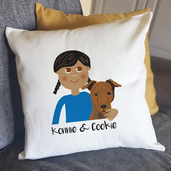 Personalised Girl And Dog Cushion, 3 of 12