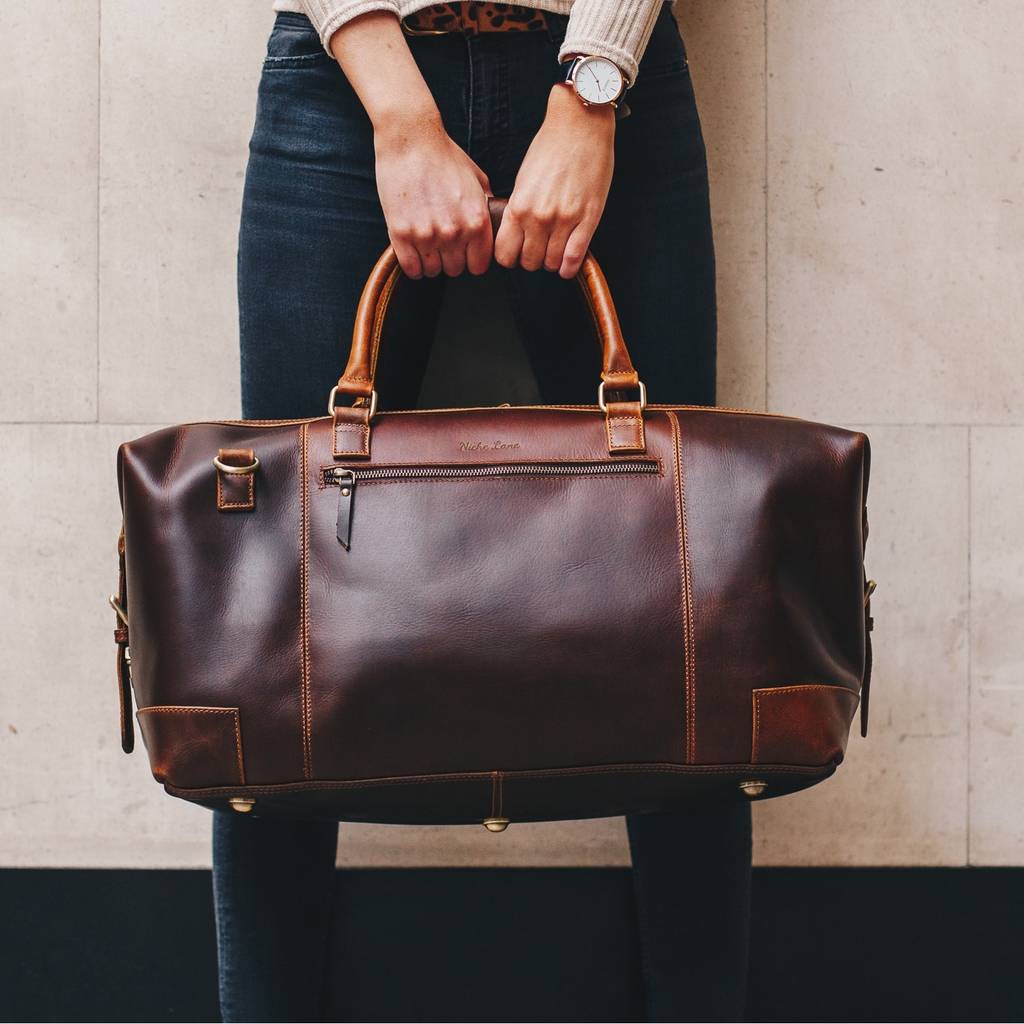 leather holdall weekend bag ‘aviator’ by niche lane ...