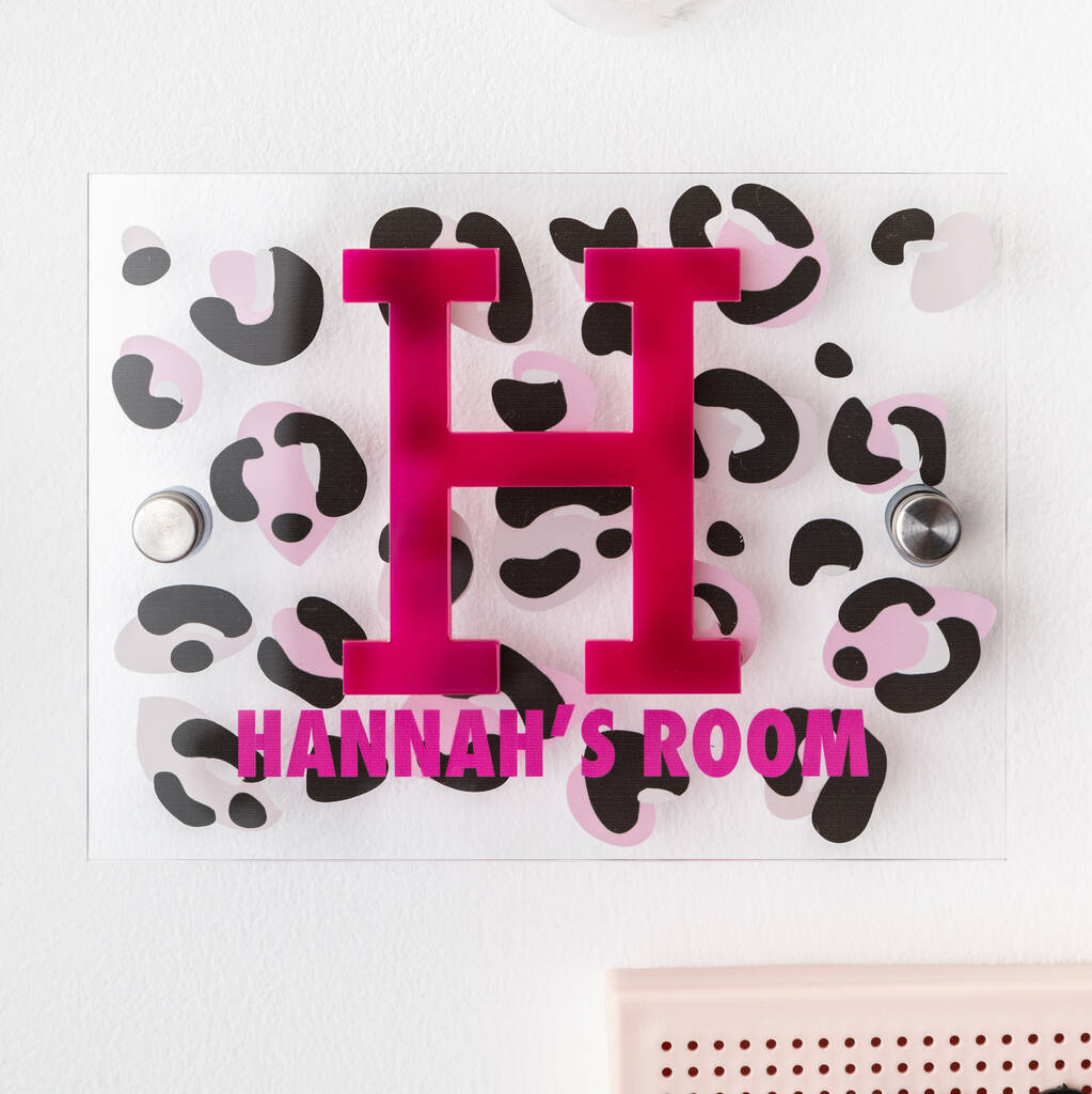 Personalised Leopard Print Bedroom Door Sign, 1 of 7