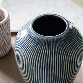 Slate Blue Stripe Vase, 4 of 5