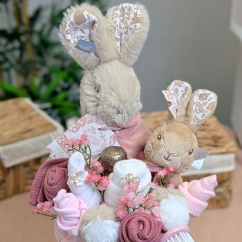 Two Tier Vintage Deluxe Beatrix Potter Baby Nappy Cake, 4 of 5