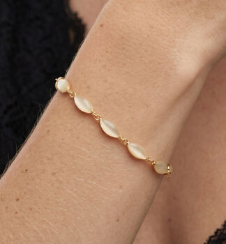 Nekomeishi Semi Precious Cream Cats Eye Bracelet, 4 of 5