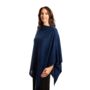 Navy Blue 100% Cashmere Button Poncho Gift Boxed, thumbnail 1 of 5