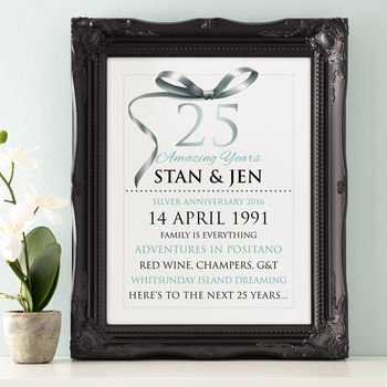 Personalised Silver Wedding Anniversary Typography, 3 of 9