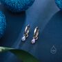 Moonstone Droplet Huggie Hoop Earrings In Sterling Silver, thumbnail 3 of 10