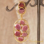 Red Garnet Statement Drop Stud Gold Silver Earrings, thumbnail 5 of 9