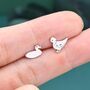 Mismatched Chicken And Duck Stud Earrings In Sterling Silver, thumbnail 4 of 12