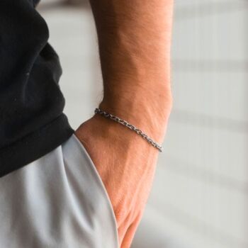 Stainless Steel Rolo Chain Bracelet For Men, 3 of 9