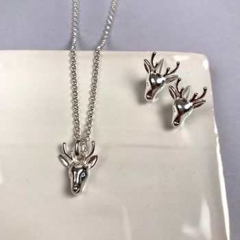 Personalised Solid Silver Stag Necklace, 2 of 3