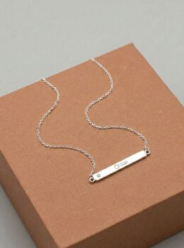 Personalised Silver Bar Initial Name Necklace Crystal, 7 of 9