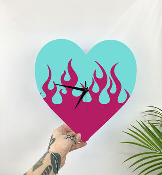 Flames Heart Shape Decorative Clock, 5 of 12