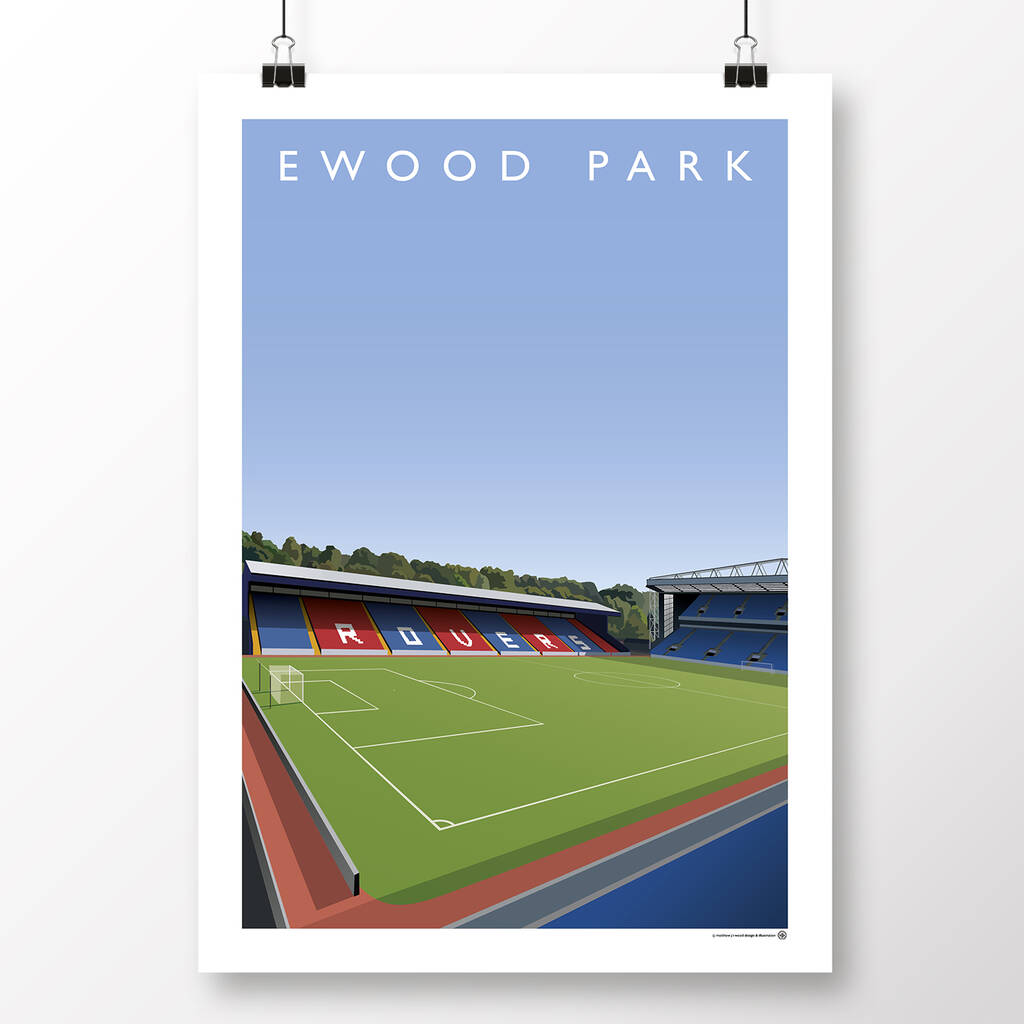 Stampa Artistica Ewood Park - Quadro Con Stadio Blackburn Rovers, Calcio Inglese, A3, GroundDesigns
