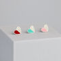 Sterling Silver Colourful Heart Stud Earrings, thumbnail 1 of 6