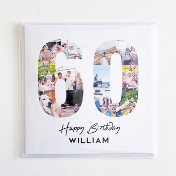 Personalised 60th Birthday Photo Collage Card, 6 of 7