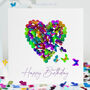 Purple And Green Butterfly Heart Birthday Card, thumbnail 1 of 12