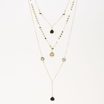 Long Gold Plated Multi Strand Blue Chalcedony Necklace, 5 of 9