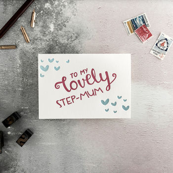 'To My Lovely Step Mum' Hearts Card, 2 of 2