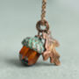 Verdigris Amber Acorn Necklace, thumbnail 1 of 10