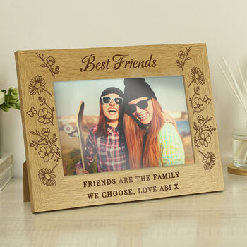 Personalised Wild Flowers 6x4 Oak Finish Photo Frame, 3 of 3