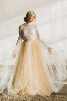 Ivory And Cream Ombre Wedding Skirt For Modern Brides, 8 of 12