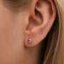 Gold Plated Sterling Silver October Tourmaline Birthstone Stud Earrings, thumbnail 1 of 4