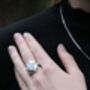 Sterling Silver Moonstone Ring With Cubic Zirconias, thumbnail 3 of 5