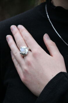 Sterling Silver Moonstone Ring With Cubic Zirconias, 3 of 5