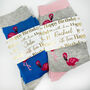 Birthday Flamingo Bamboo Socks With Gold Foil Label And Option To Personalise, thumbnail 1 of 12