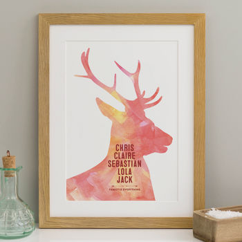 Stags Head Personalised Family Or Friends Print, 8 of 11