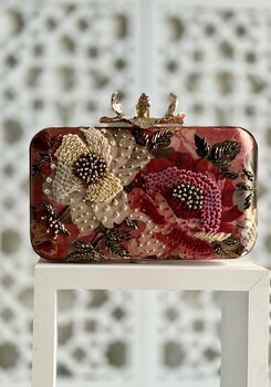 Florence Printed Embroidered Clutch Bag, 3 of 8