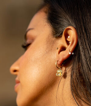 Moonstone And Gold Vermeil Plated Pendant Hoop Earrings, 3 of 5