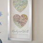 Silver Wedding Anniversary Map Hearts Portrait Print, thumbnail 3 of 3